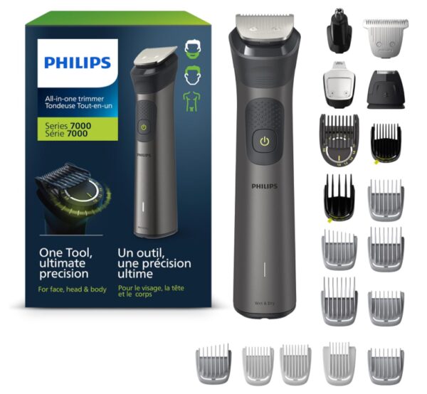 Philips Multi Groomer All-in-One Trimmer Series 7000, Mens Grooming Kit with Trimmer for Beard,